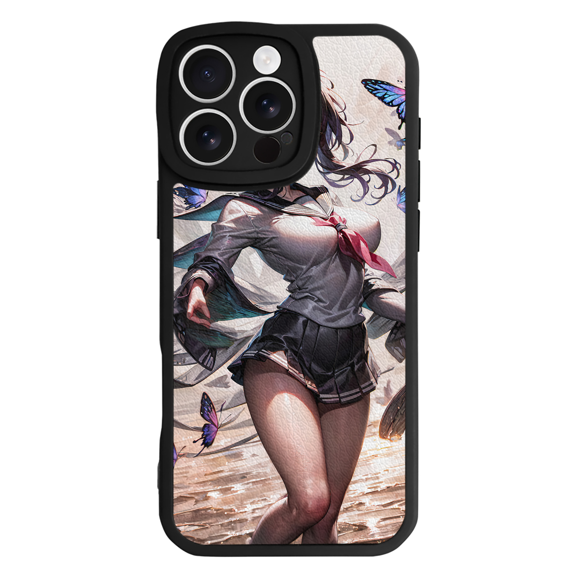 （画像用） 鬼滅の刃（きめつのやいば）蟲柱-胡蝶 しのぶ／こちょう しのぶ Kochou Shinobu 【iPhone 16シリーズ対応】シリコンスマホケース（レザー調） 材質：シリコン